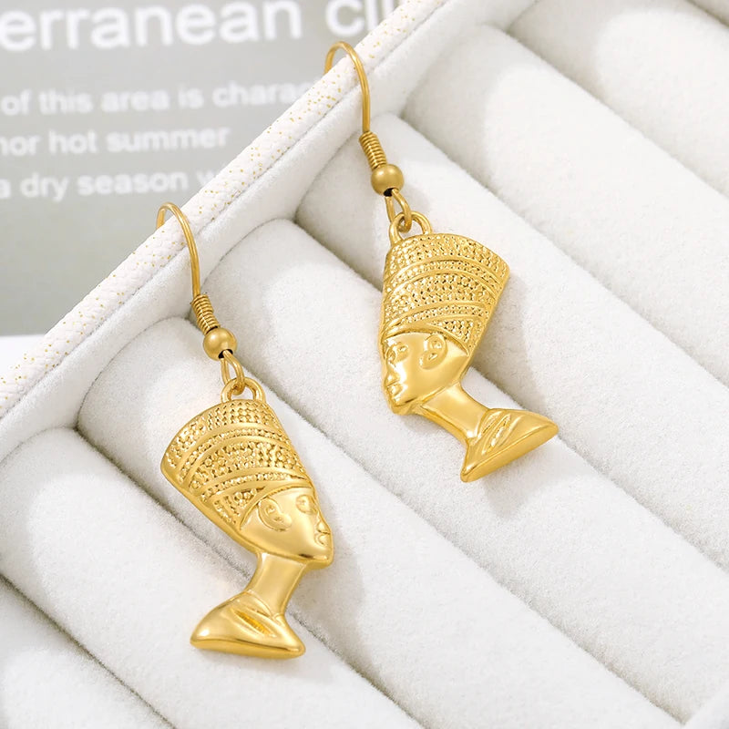Egyptian Queen Nefertiti Stud Earrings for Women.